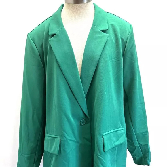 Intempo Jackets & Blazers - NWT INTEMPO Women Long Sleeve One Button Lined Green Blazer Jacket Plus Size 3X